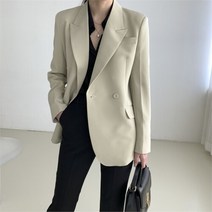 셀러허브 여성패션 오피스 광택 스판 싸개단추 원 더블 하프 캐쥬얼 자켓