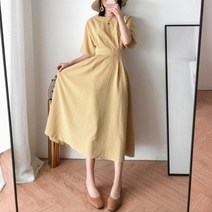 세련된 여성 체크 플레어 롱원피스