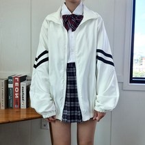 사선 두줄 바람막이 집업 점퍼 자켓/남녀공용 오버핏 운동점퍼 교복필수템 신학기 필수템