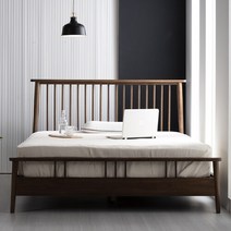 [에보니아] 테미스 호두나무 원목 침대 Q 매트제외, 월넛