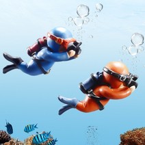 어항 다이버장식모형 물멍 수족관 꾸미기 데코 장식용품, 파랑