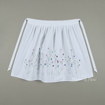 [ 메종드파리 ] 코튼광목 자수앞치마 국화 화이트, 단품