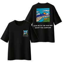 오버핏 반팔 5부 M-5XL 썬캠핑 남녀공용 빅사이즈 반팔 티셔츠