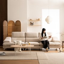 베르디안 에클레르 커스터마이징 이태리 통가죽/패브릭 4인소파, 기역자형 - 높이 135mm, 다크그레이