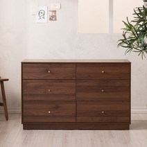 [2만원 즉시할인][스칸디아]알토 디자인 6단 와이드서랍장(E0등급)(2Colors), 월넛