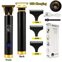 전기 이발기 전문가용 가정용 hair clipper man lcd 0mm 면도기 트리머 이발사 전문 수염 충전식 헤어 커팅 머신 t9 usb, 블랙-LCD-박스