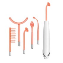 고주파 마사지기 바디 얼굴 6-In-1 High Frequency Facial Hair/Scalp Stimulator Cosmetic Instrument Ski, 01 White Handle