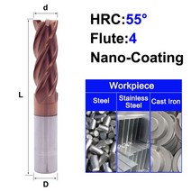 밀링커터 MZG HRC 45 55 65 2 에지 4 플루트 스퀘어 밀링 커터 티타늄 가공 CNC 경질 합금 카바이드 공구 텅스텐 스틸 엔드밀, [04] 4F55C, [34] 20X20X150L