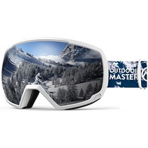 스노보드 스포츠 고글[OUTDOORMASTER] 스키 고글 양층 렌즈 UV100% 컷 안경 대응 흐림 방지 180°광시야 스, 07 흰색 프레임