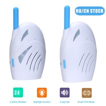 2.4ghz 무선 디지털 오디오 휴대용 베이비 모니터 2 웨이 토크 크리스탈 클리어 베이비 울음 감지기 음악과 함께 민감한 전송, 없음