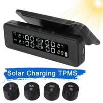 [타이어] 2355519 4 개의 외부 센서가 있는 TPMS 자동차 무선 타이어 압력 모니터링 시스템 디지털 LCD 디스플레이 교체형 배터리 자동 트럭 버스, [03] With solar function