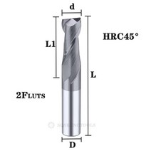 카바이드 반경 엔드 커터 밀 알루미늄 Cnc 밀링 금속 텅스텐 스틸 CNC 가공 엔드밀, 2FHRC45, d8x8Dx45x150L