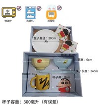 짱구 식기 세트 짱구 그릇세트 백마박스 선물상자 도자기 세라믹 소재 4종, 짱구 5종세트 2공기+1컵+젓가락+접시