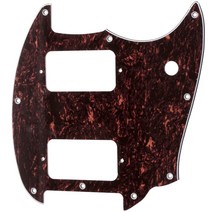 블랙 9 홀 라운드 코너 HH 기타 Pickguard 2 험버커 Squier Bullet 시리즈 머스탱 일렉트릭 액세서리, 09 Red Tortoise