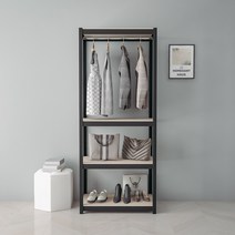 홈던트 하우스 시스템 드레스룸 4단 1행거 800 x 500 x 1950 mm 블랙