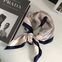 [비비애르] 토템 격자 사각 패턴 실크 터치 쁘띠 사계절 스카프