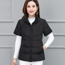 중년 반팔 망토 패딩 여성 겨울 외투 내피 경량 솜털 보온 이너 민소매 깔깔이 점퍼 숄더 클라프