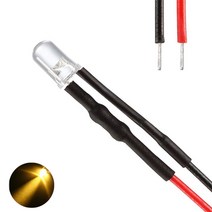 발광다이오드 LED 라운드 와이어 5v 3파이 10개, (5V_3파이_와이어_라운드)노랑