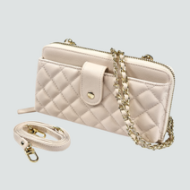 에이프라하 샐리 퀼팅 소가죽 핸드폰 미니 크로스 백 지갑형 여성 카드 수납 케이스 가방