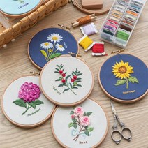 [수틀포함] 프랑스자수 꽃 만들기 DIY 패키지 10종 (택1) / 취미 키트, 5.수국