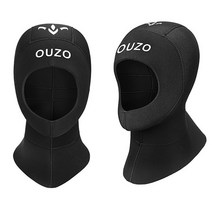 OUZO 다이빙후드 스킨 스쿠버 잠수 모자 5mm, 블랙