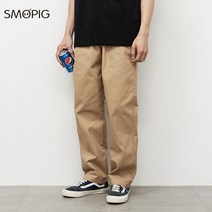 SMOPIG 와이드 남자 팬츠 와이드 와이드 카고바지 순면으로 만든 일자바지 춘추
