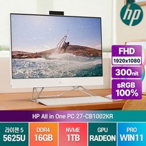 HP 27-CB1002KR 라이젠5-5625U 윈11프로 27인치 올인원 PC, R5-5625U/16G/SSD1TB/WIN11P