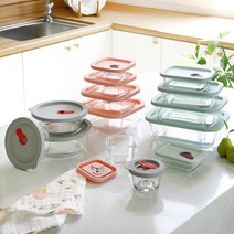 파스텔 실리콘 오븐 글라스 내열유리 이유식 반찬통 밀폐용기, 정사각 170ml