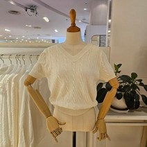 미엘로 MM43KT102FF_꽈배기브이넥니트티셔츠