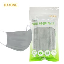 하원 국내생산 일회용 3중필터 마스크 중형 그레이, 10매, 1개