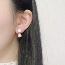 라운드 큐빅 진주 나사형 귀찌 귀안뚫는귀걸이 데일리 귀걸이