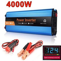 차량용인버터 캠핑용 변압기 6000W 수정 사인파 인버터 12v 220v 자동차 태양광 24V 220V 전압 변환기 어댑터, 4000W+12V+220V
