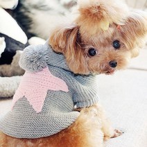 도매창고 강아지 오각별 후드니트 애견 겨울옷, 연그레이