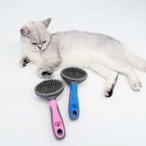 동동이네 고양이 브러쉬 죽은털 엉킨털 진드기 제거 원터치 브러쉬 장모용 단모용 털날림 방지 애견브러쉬 고양이빗, 핑크 단모형