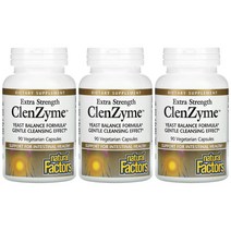 내추럴팩터스 엑스트라스트렝스 효소 ClenZyme 90베지캡슐 3개 고초균 알파 글루코 아밀라아제 펙티나아제 누룩 검은 곰팡이 리조푸스 오리제 트리아실글리세롤