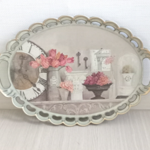 엔틱쟁반 차쟁반 다과쟁반 트레이 쟁반 43x32cm, 타원형정물화