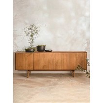 TV 거실장 양문형 원목 고무나무 낮은 수납장, 유럽산 참나무 전체 단단한 나무 2