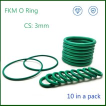 고무오링 패킹 실리콘 오링 고무링 CS 3mm 한 팩에 10 개 불소 고무 씰링 O 링 FKM O-링 오일 씰 워터, 03 OD 10mm_01 10 Pieces_01 3mm