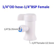 니들밸브RO 물 스트레이트 플라스틱 볼 밸브 1/4 "3/8" OD 호스 빠른 연결 남성 1/2 "여성, 1I4 BSP Female white