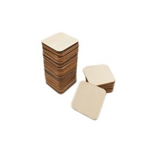 우드버닝 50pcs 30mm 1.18inch 미완성 된 나무 조각 DIY 공예에 대 한 사각형 빈 자연 얼룩 굽기 컵 받침, 한개옵션0