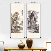 족자 공예 풍경 전통 서예 민화 한옥 자연 작품 가훈, H, 85x180, 유백색
