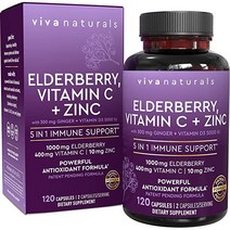 Viva Naturals 비바내츄럴스 삼부커스 엘더베리 Zinc D3 5000 IU 120캡슐