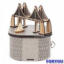 ForU682 오르골 목재 입체퍼즐 영공방 부산 광안대교 퍼즐 3D입체퍼즐 나무공작