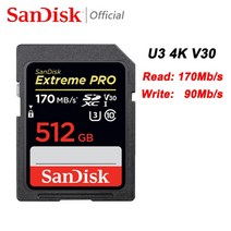 sandisk extreme proultra sd 카드 64gb sdxc sd 128gb 32gb class10 플래시 메모리 카드 256gb 512gb 1tb sd 카드 카메라용, 170m 512g