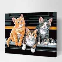 DIY 명화 그리기 유화 인물 고흐 동물 해바라기 그림그리기 세트, 05_동물-A005  건반위의 고양이