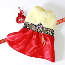 강아지퓨전한복 중형견보아털스판한복, 한복, 핑크