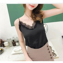 끈나시여레이스V넥쉬폰루즈실크탑 뉴타임즈 B984C520