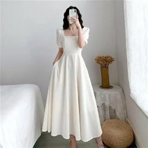 기본 셀프웨딩 드레스 봄 팔뚝커버 벌룬 루즈핏 퍼프소매 롱원피스