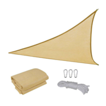 Uandhome 삼각 그늘막 비방수 통기 타프 차광막 야외 캠핑 썬쉐이드, 3*3*3미터, 베이지(비방수)
