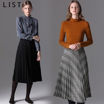 리스트 언발란스 헴 플리츠 미디 스커트